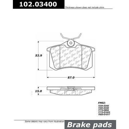 Centric Parts CTEK Brake Pads, 102.03400 102.03400